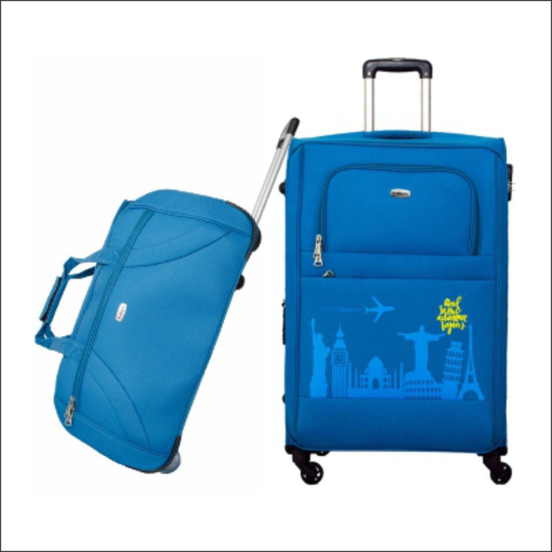 Timus Check-in Suitcase, Duffel Strolley Bag Combo(Blue)