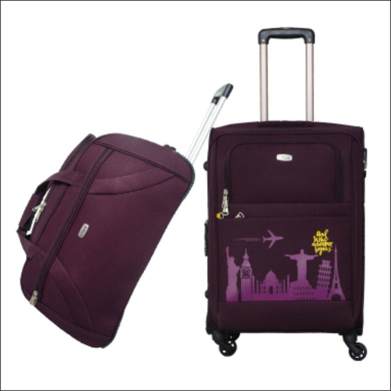 Timus Suitcase, Duffel Strolley Bag Combo(Purple)