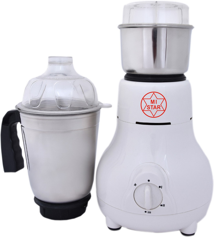 mi star mixer grinder juicer MG18H174 450 Mixer Grinder(White, 2 Jars)