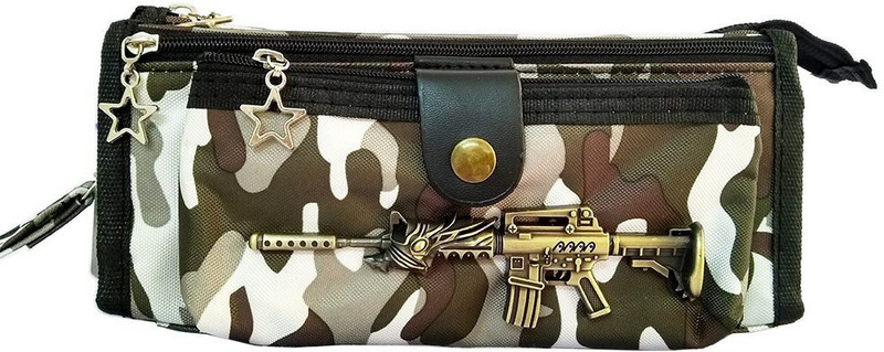 shoppertize GUN2 Millitary Art Polyester Pencil Box(Set of 0, Brown)