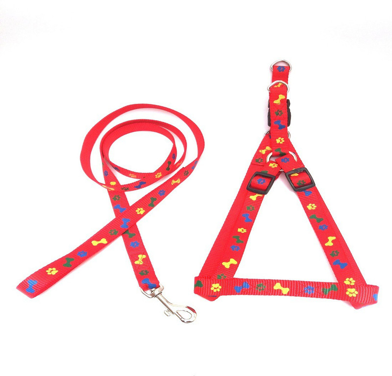 dogsbuzz premium quality nylon printed harness with leash set (0.5 inch breadth 120 cm length) for puppy, small (Red) Dog Harness & Leash(Small, Red)