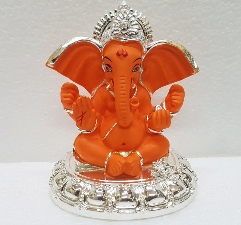 Polyresin Gold Color Plated Ganesha Statue Ganpati Idol Big Size