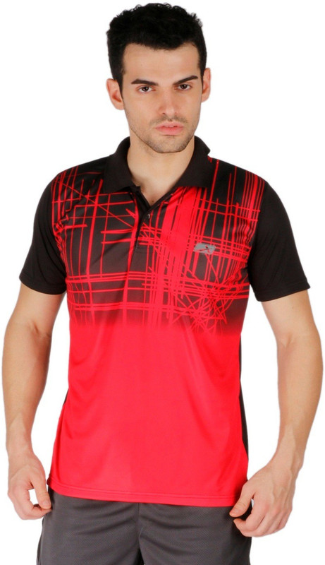 Vector X Printed Men Polo Neck Red T-Shirt