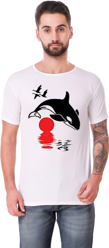 panther sports Printed Men Round Neck White T-Shirt