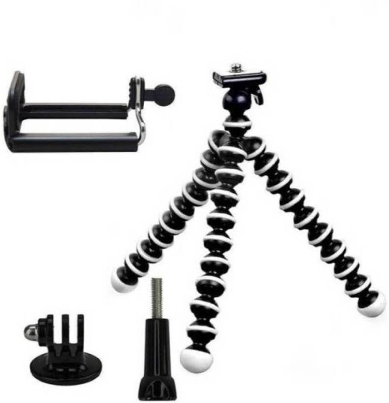 MobFest new arrival fully flexible Portable & Foldable Camera & Mobile Tripod with Mobile Clip Holder Bracket Fully Flexible Mount Cum Tripod Ball Head(Multicolor, Supports Up to 1500 g)