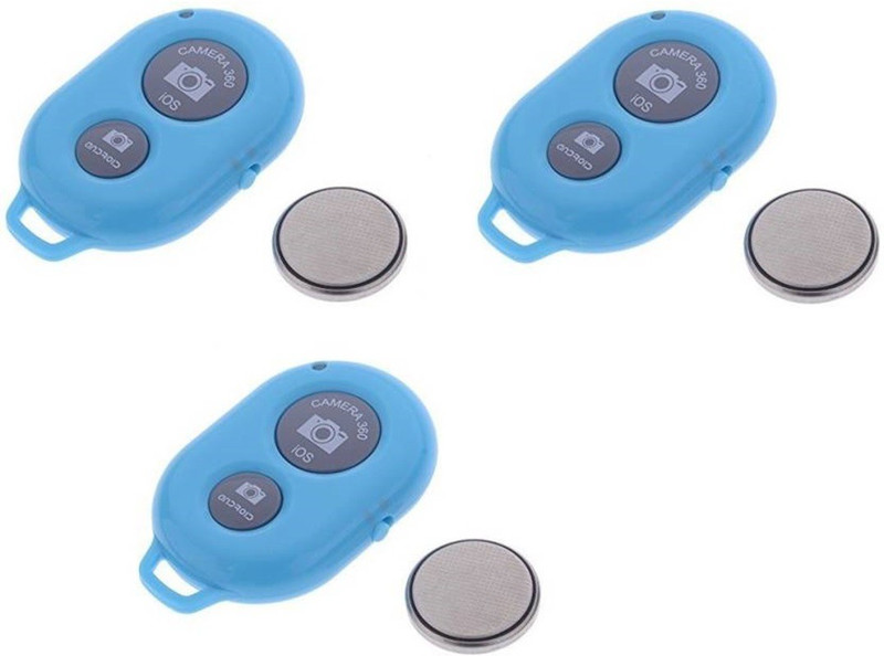 Drumstone SET OF 3PC Camera Wireless Bluetooth Remote Controler Shutter For Selfie Stick Camera Remote Control(Blue)