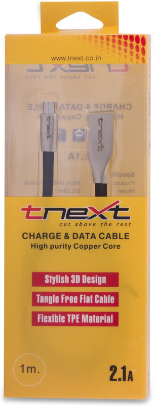 tnext GC12m 1 m Micro USB Cable(Compatible with All Smartphones, Tablets and MP3 player, Blue, Black, Pink, Sync and Charge Cable)