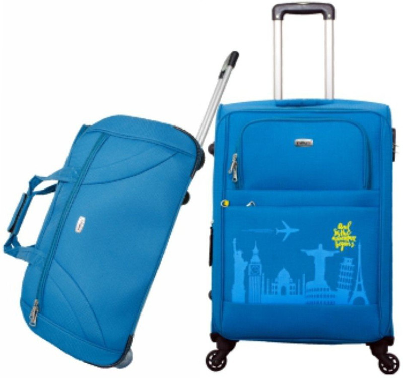 Timus Suitcase, Duffel Strolley Bag Combo(Blue)