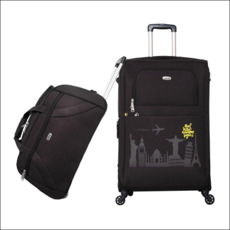Timus Check-in Suitcase, Duffel Strolley Bag Combo(Black)