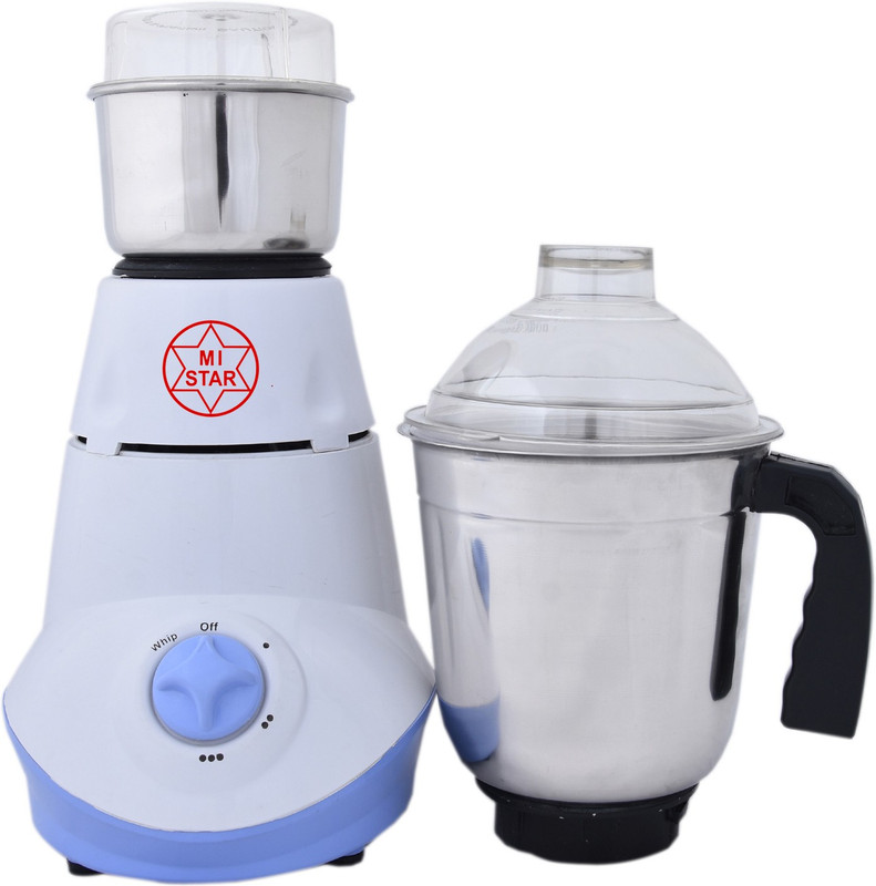 mi star mixer grinder juicer MG18H179 550 Mixer Grinder(white and blue, 2 Jars)