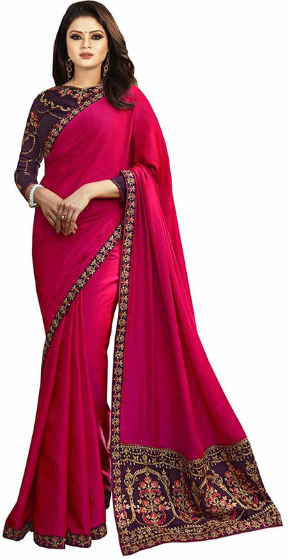 shyora Embroidered Fashion Georgette Saree(Pink)
