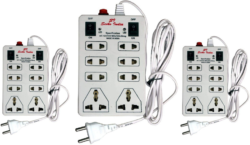 seikoindia SeikoIndia 8 Multi-Pin Socket White 2Mtr Wire 8 Socket Surge Protector(White)