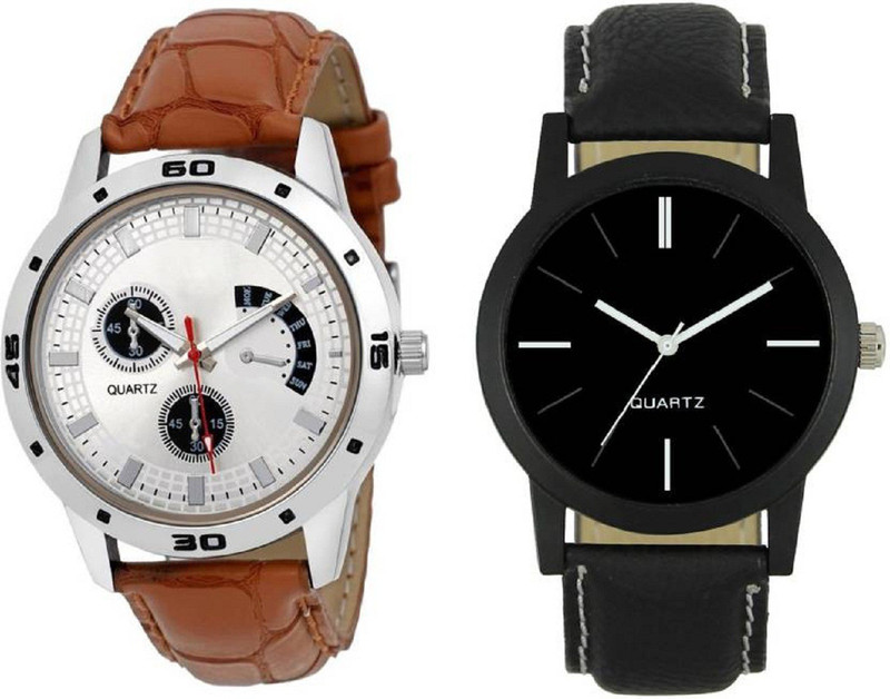 goodfortune HKF270 White Chrono Kind Brown Belt + Black Dial/Belt Combo 2 Variant Dials/Straps Watches Analog Watch  - For Men & Women