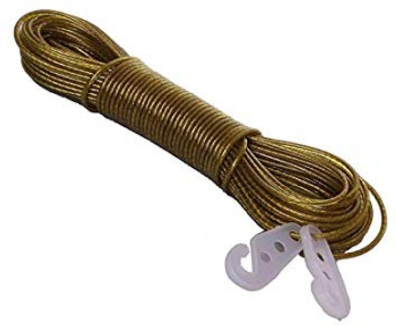 gayatri online shop 20 meter PVC Coated Steel Anti-Rust Wire Rope Washing Line Clothesline with 2 Plastic Hooks (Multi Color) Steel Retractable Clothesline(20 m)