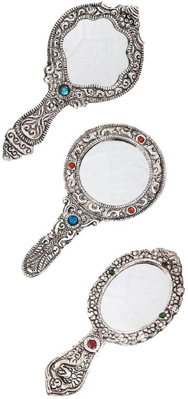 tjori Small Silver Polished Hand Mirrors