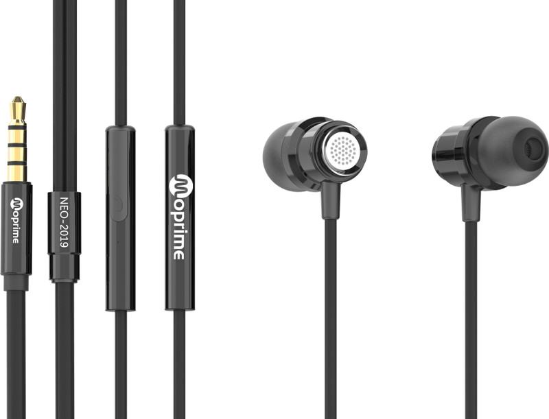 moprime Neo19 Wired Headset with Mic(Black, In the Ear)