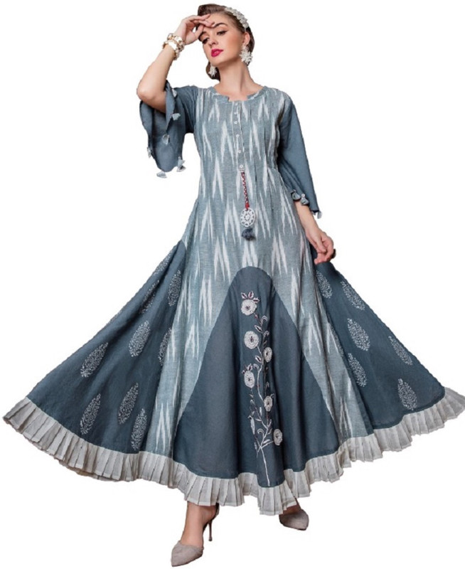 kiana fashion Festive & Party Printed, Embroidered Women Kurti(Blue)