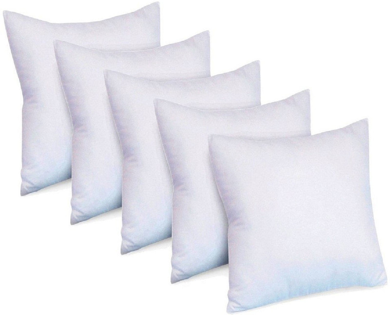 Soft Touch Polyester Fibre Solid Cushion Pack of 5(White)