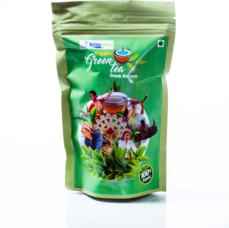 warbler Pure Organic Green tea of Assam Unflavoured Green Tea Pouch(100 g)