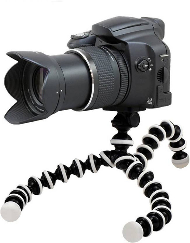 ZEDOFF quick handy mobile Octopus Gorilla Soft (6 Inch ) Flexible For Digital Camera Video Camcorder Stand A1 Tripod (Supports Up to 1 kg) Tripod, Monopod(White, Black, Supports Up to 1500 g)