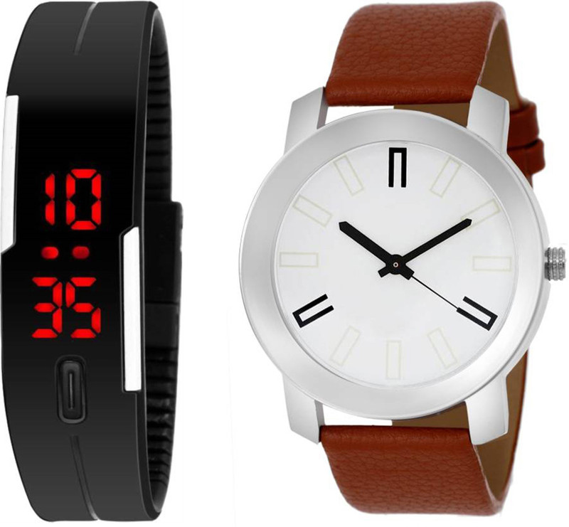 apson Combo Of Two Couple Pair~Band Strap And Leather Strap Couple~71 Analog Watch  - For Men & Women