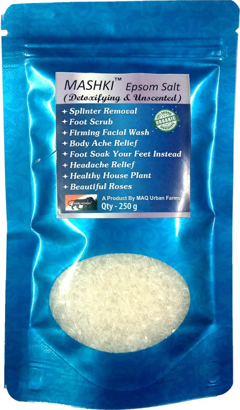 MASHKI PREMIUM QUALITY EPSOM BATH SALT best used for acne, facial wounds, sore muscles , body pain & much more. - 250 GMS(250 g)