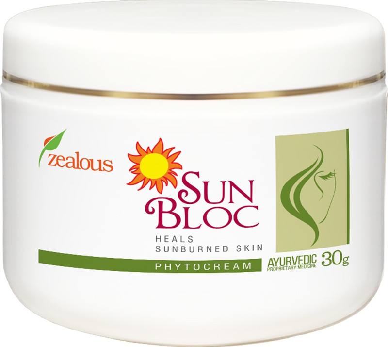 zealous health SUNBLOC, herbal sun burn cream, reduce redness, itching and peeling, sun allergy, 30 gram cream(30 g)