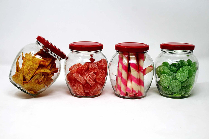 nature care enterprise glass jar  - 400 ml Glass Fridge Container, Spice Container, Tea Coffee & Sugar Container, Grocery Container(Pack of 4, Clear)