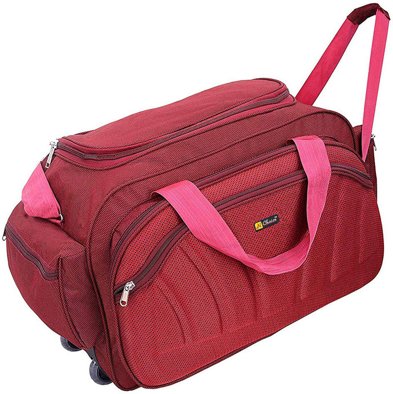n choice Lightweight Waterproof Travel Duffel Bag with Roller wheels for Men and Women Duffel Strolley Bag(Red)