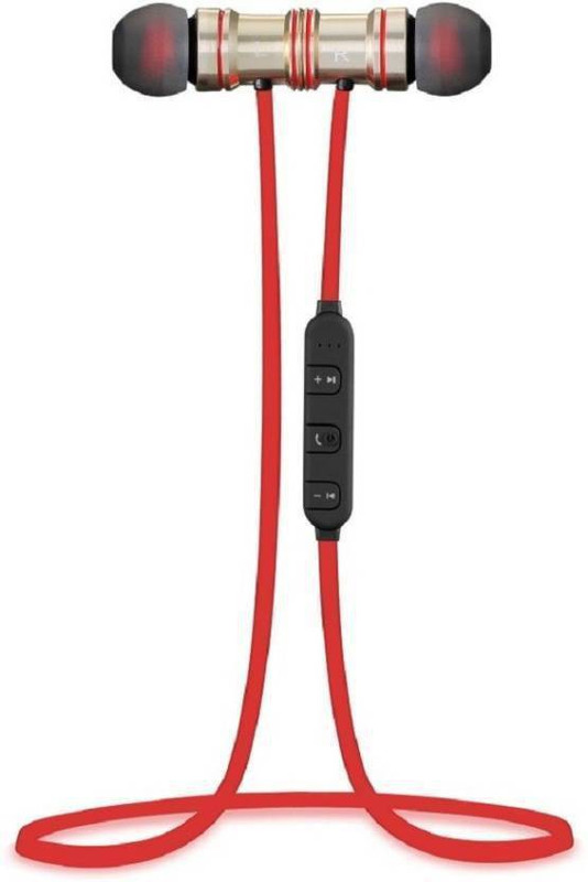 shallar Magnetic Wireless Earphone Bluetooth Headset with Mic(Multicolor, Gold, Black, In the Ear)