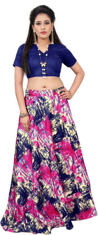 color bucket Girls Lehenga Choli Party Wear, Ethnic Wear, Western Wear Printed Lehenga Choli(Pink, Pack of 1)