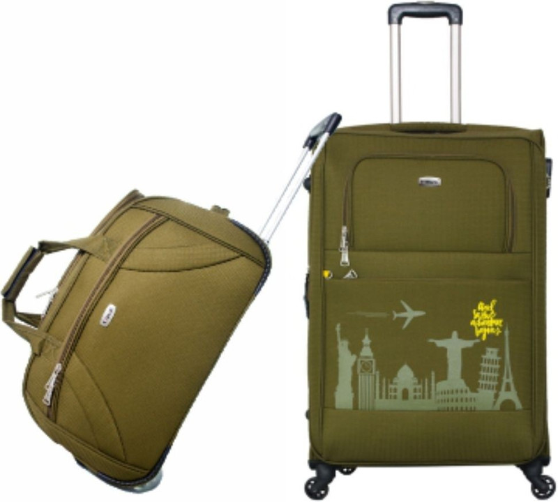 Timus Check-in Suitcase, Duffel Strolley Bag Combo(Green)