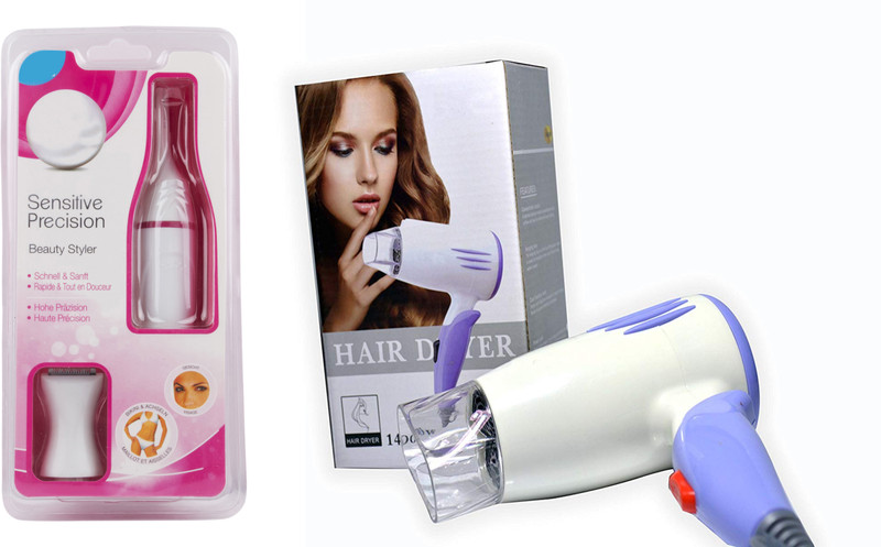 pritam global traders combo pack hair dryer 1400 watt , Trimmer for women, Shaver Eyebrow, Face, Underarms And Bikini Hair Remover for women Personal Care Appliance Combo(Trimmer, Hair Dryer)