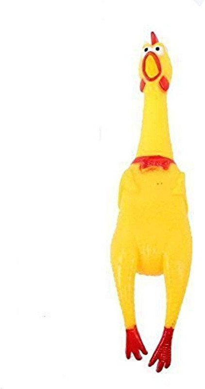 petkart Squawking Chicken Dog Toys - Large 16” - Yellow Rubber Squeeze Squeaky and Screaming Chicken Rubber Squeaky Toy For Dog
