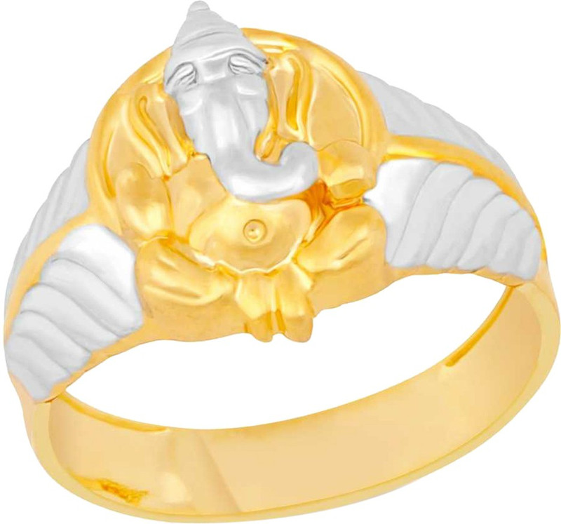 sukai jewels Lord Ganesha Brass Cubic Zirconia Gold Plated Ring