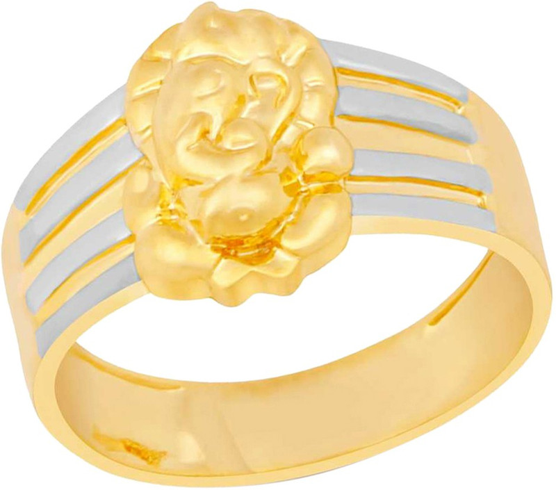 sukai jewels Lord Ganpati Brass Cubic Zirconia Gold Plated Ring