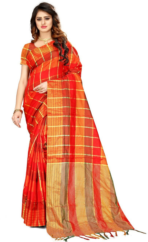 shoppershopee Woven, Self Design Daily Wear Poly Silk Saree(Red)