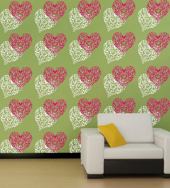 shine interiors Beautyful Heart Wall Stencil Size 16*24 Inch Heart Stencil(Pack of 1, Heart)