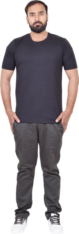 harshys Solid Men's Round Neck Black T-Shirt