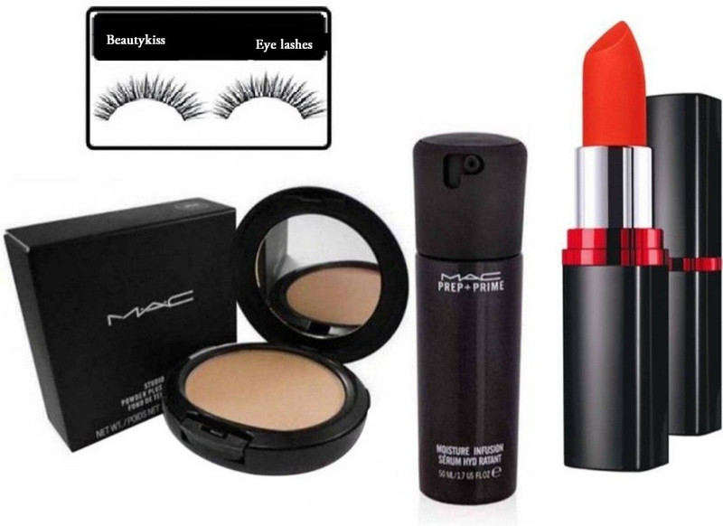 beautykiss BEAUTY Best Combo eyelash Prep -prime & compact,mac lipstick set for 4(Set of 1)
