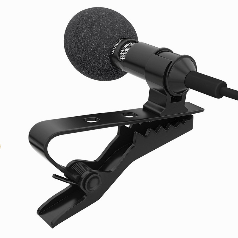 Azacus 3.5MM Clip On Mini Lapel Lavalier Microphone for Android/iOS Device (Black) Camera Microphone