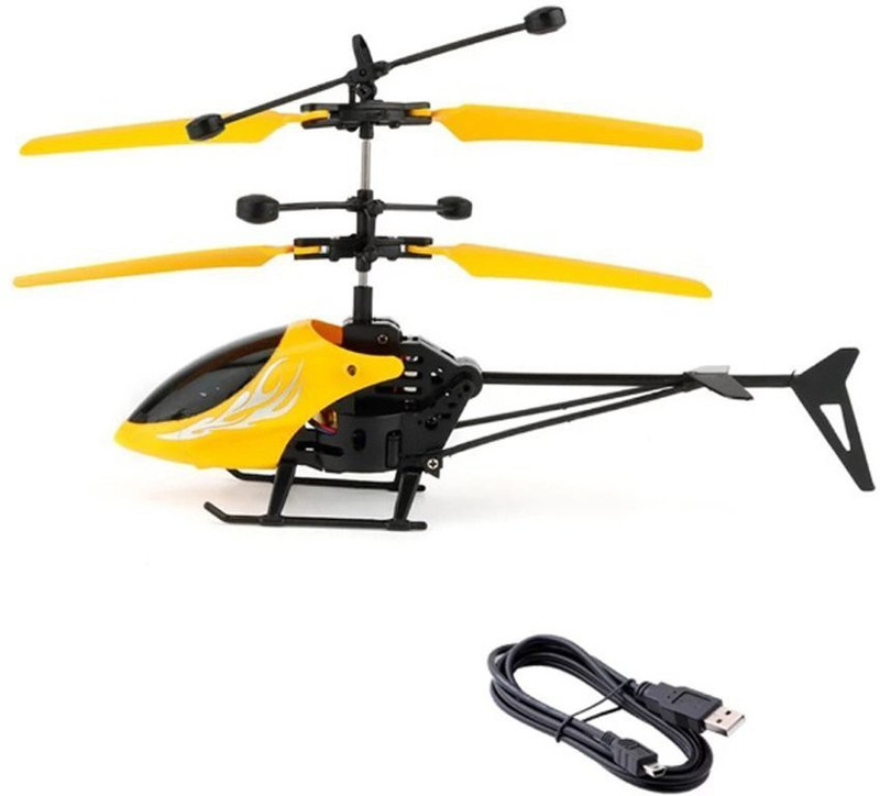 retrowear Helicopter Induction Type 2-in-1 Flying Indoor Helicopter with Remote for Kids(Yellow)