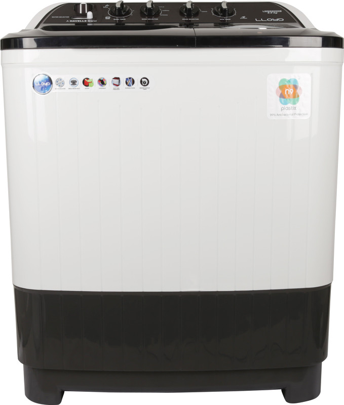 Lloyd 8 kg Semi Automatic Top Load White, Black(LWMS80GDB)
