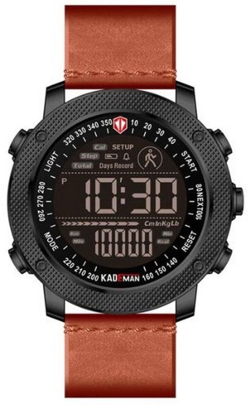 kademan Brown Pedometer Business Casual Leather Digital Digital Watch  - For Men