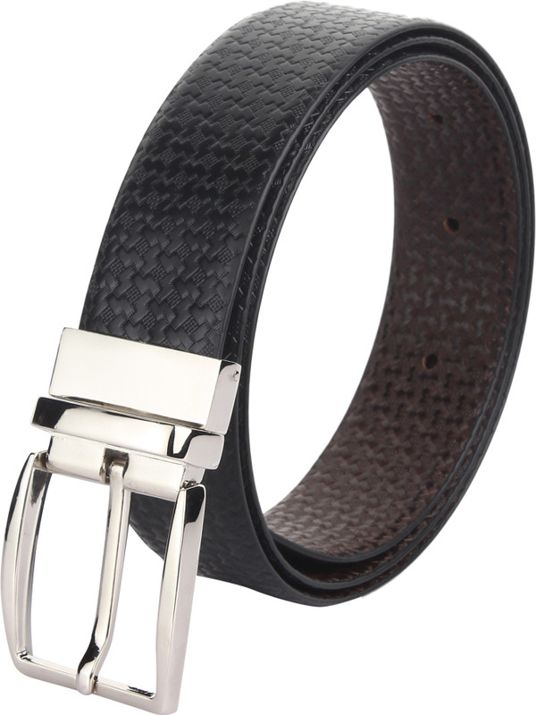 treewood Men Black Genuine Leather Reversible Belt