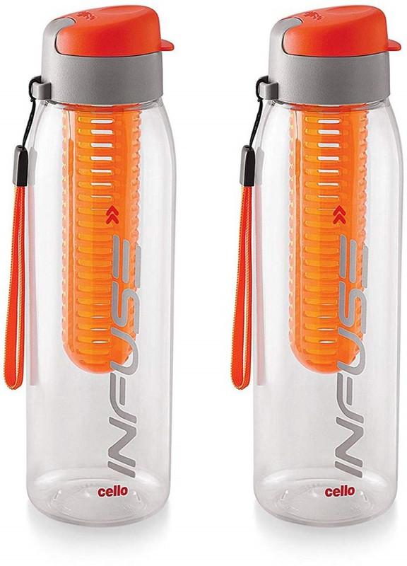 cello Infuse Orange 800 ml Plastic Fruit Infuser Set of 2 800 ml Plastic Sipper(Pack of 2, Orange)