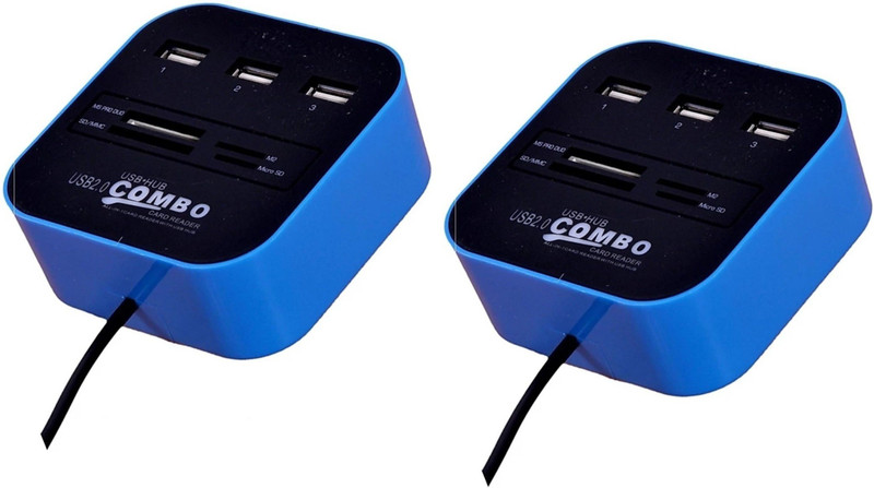 DRENO SMART SET OF 2 HIGH SPEED 2.0 WITH 3 USB PORTS MULTI CARD READER Card Reader(Multicolor)