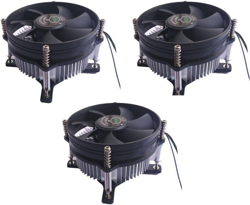 Teratech (Pack of 3) CPU Fan Compatible For LGA 775 Series Cooling Fan Cooler(Black)