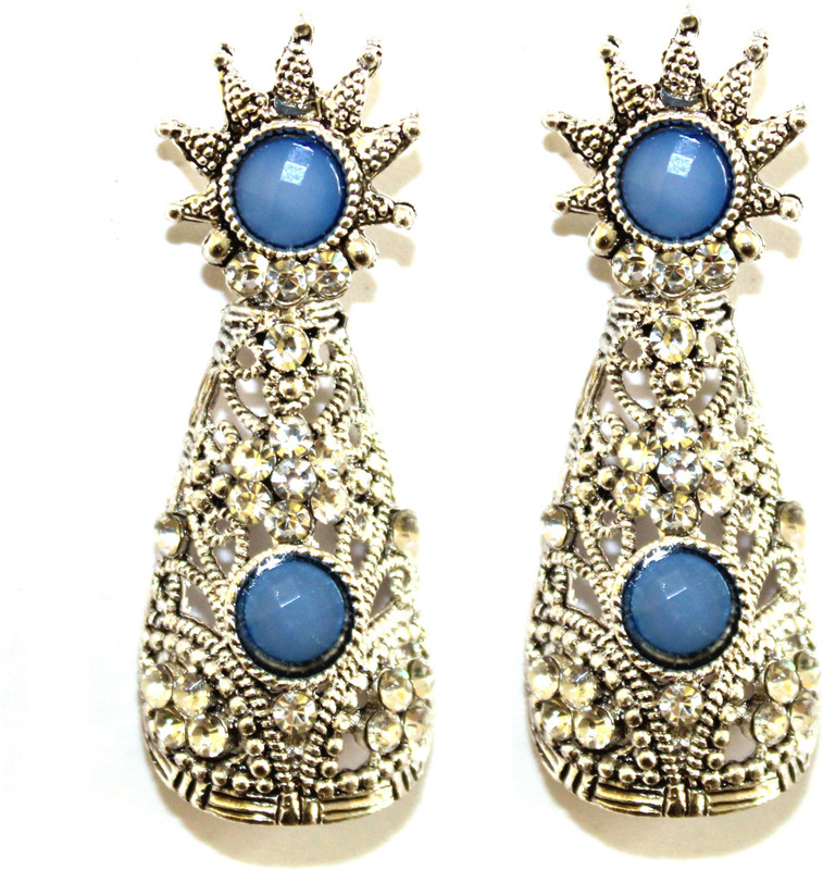 sirecorn Beautiful Curve Shape Earrings for girls Stone, German Silver Stud Earring, Plug Earring, Jhumki Earring, Earring Set