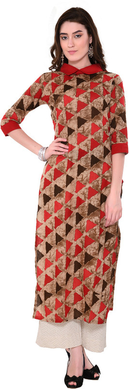 ezor Women Printed Straight Kurta(Red)